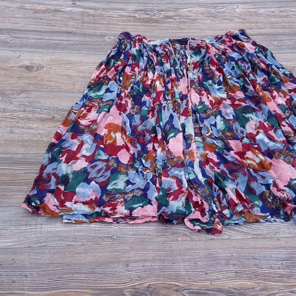 Flowy Lightweight Printed Pattern Drawstring Skirt - image 3